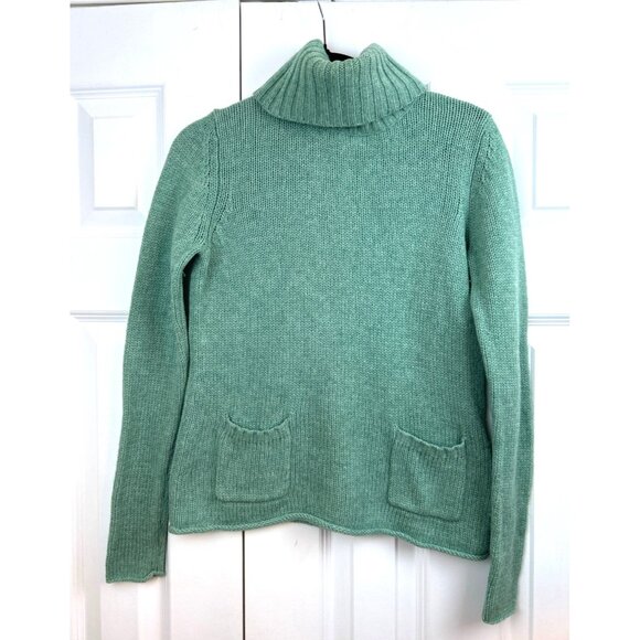Boden Women's Mint Sage Green 100% Wool Turtleneck Sweater Front Pockets Size S - Picture 1 of 8